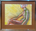 Original Andi Pepper Expressive Nude Figure Study Drawing Vibrant Mid Century Modern Style