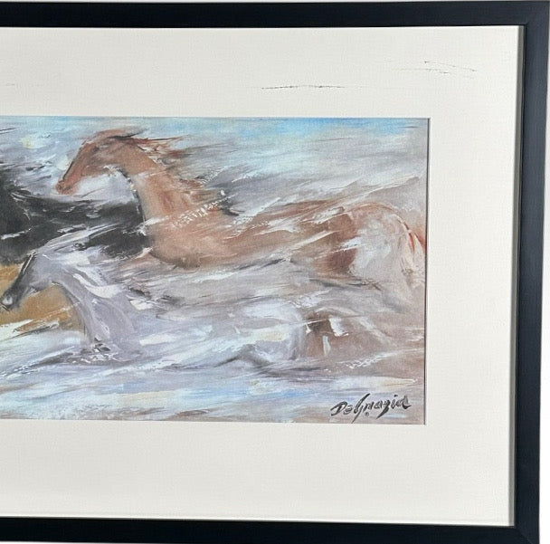 Vintage Ettore Ted DeGrazia Free as the Wind Framed Southwestern Horse Art Print