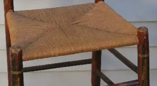 Antique Early 19th Century Hitchcock Style Stenciled Side Chair with Woven Rush Seat