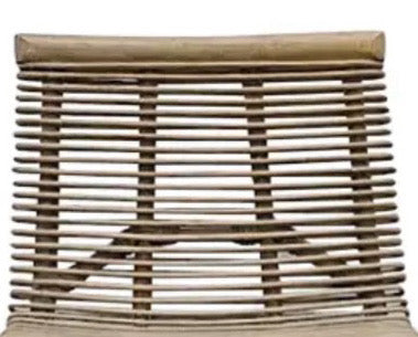 Interlude Home Sanibel Woven Rattan and Mahogany Counter Stool in Narragansett Grey