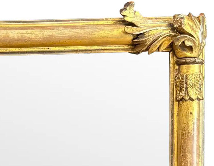 Antique 19th Century French Empire Giltwood Gesso Mantel Mirror with Foxed Glass