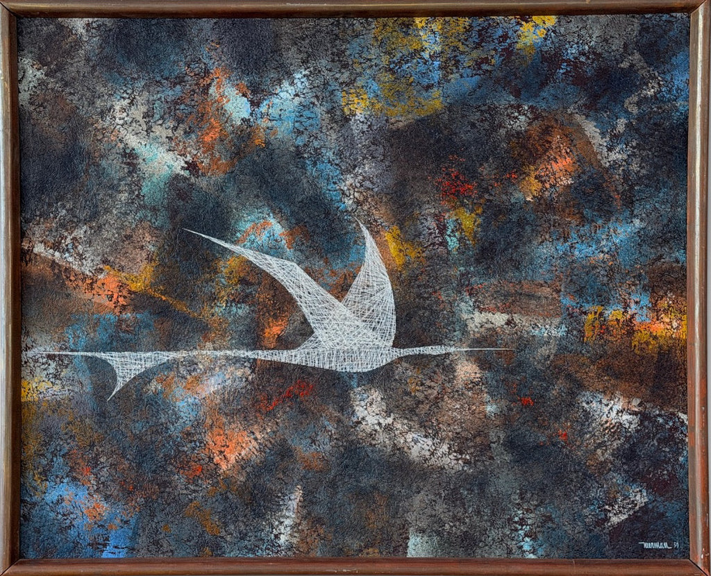 Original Leonardo Nierman Painting Bird In Flight Large 1959 Oil On Masonite Modernist Statement Piece - 50” x 41”