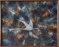 Original Leonardo Nierman Painting Bird In Flight Large 1959 Oil On Masonite Modernist Statement Piece - 50” x 41”