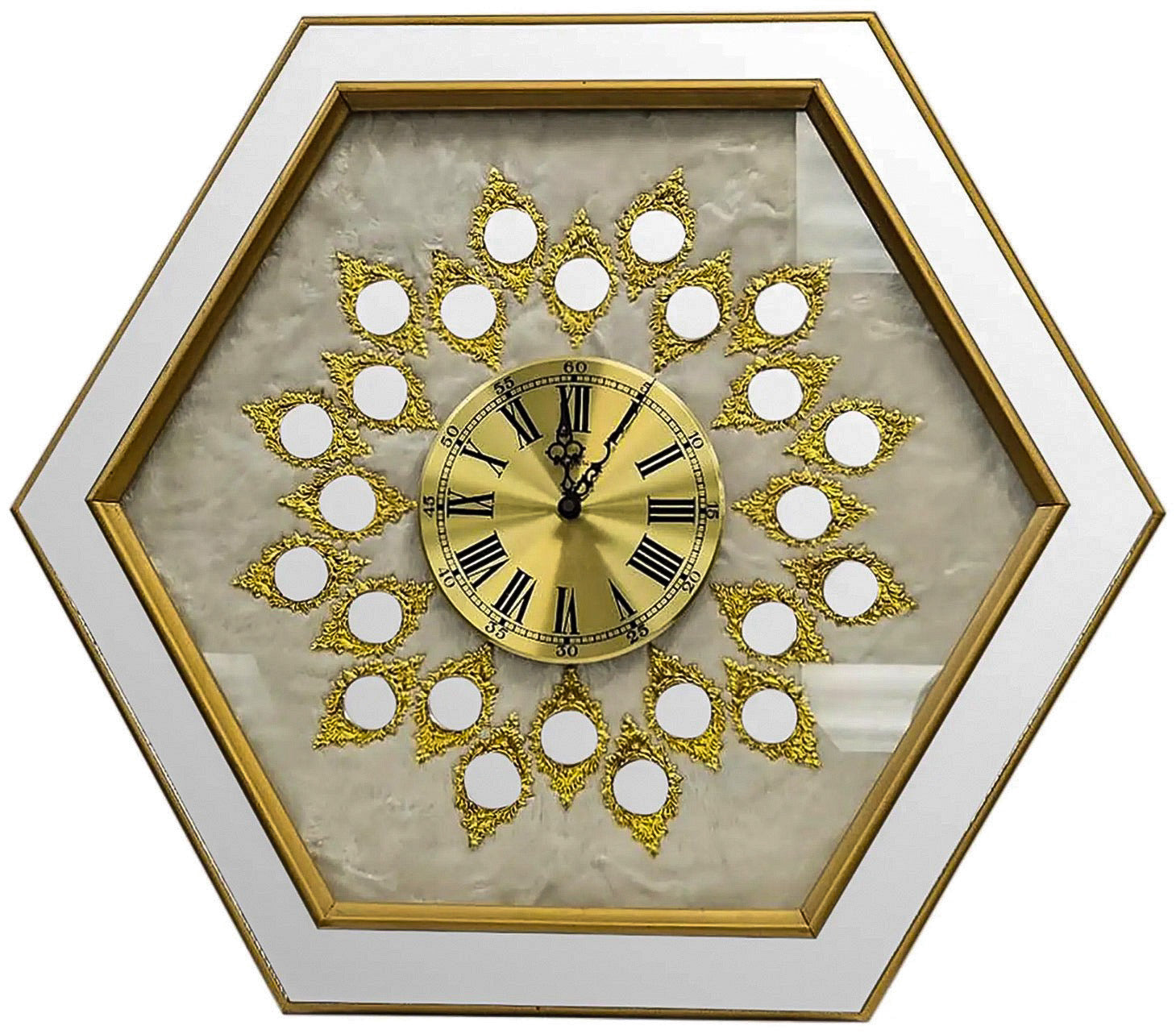 Large 32" Vintage Empire Art Products Hollywood Regency Mirrored Wall Clock
