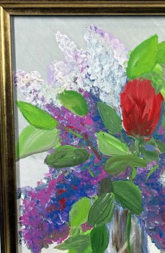 Signed Steve LeBailly Original Textured Oil on Board – "Floral Still Life"