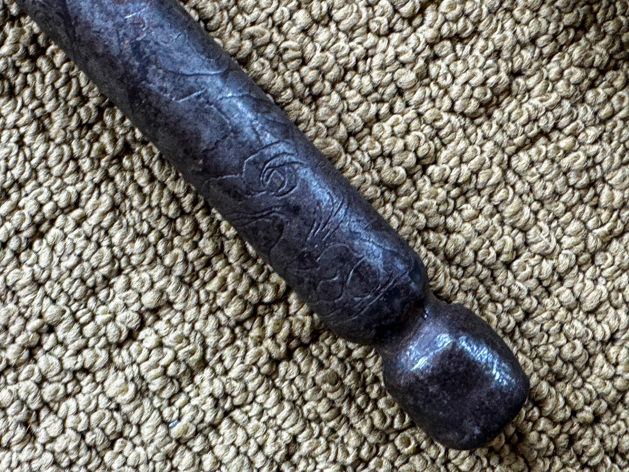 19th Century Persian Qajar Hand-Forged Iron Tabar Axe & Horned Gorz Mace - Set of 2