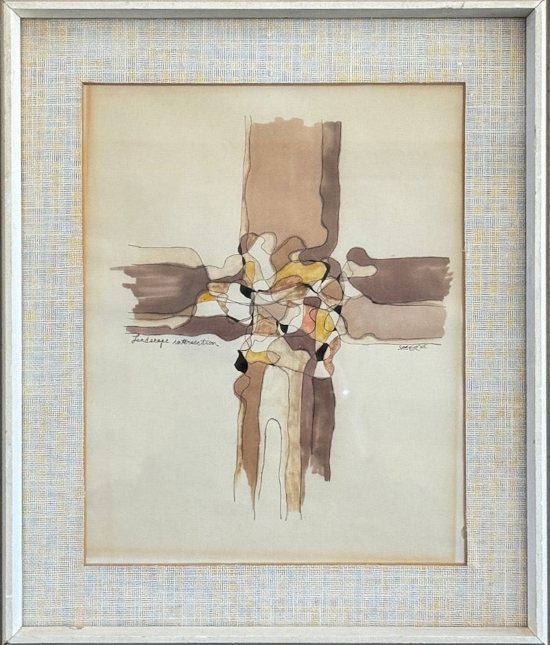 Vintage 1965 Abstract Casein Collage Signed By Sheer