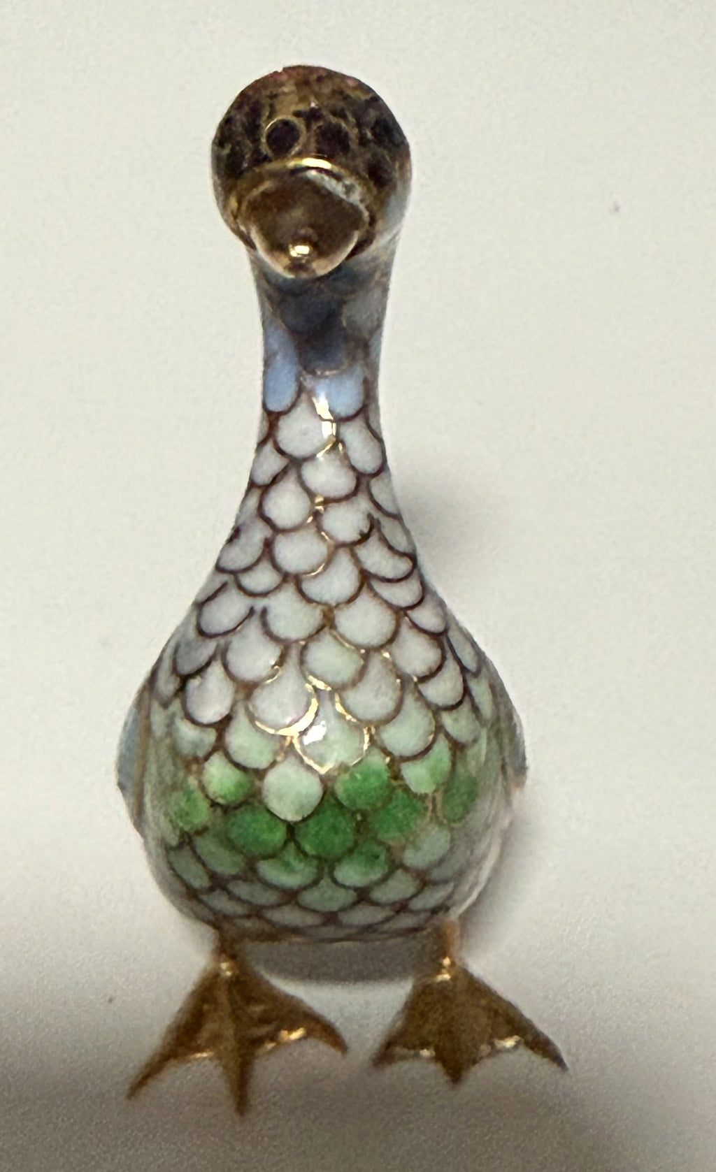 Vintage Hand-Wired Chinese Cloisonne Duck Pair Polychrome Enamel