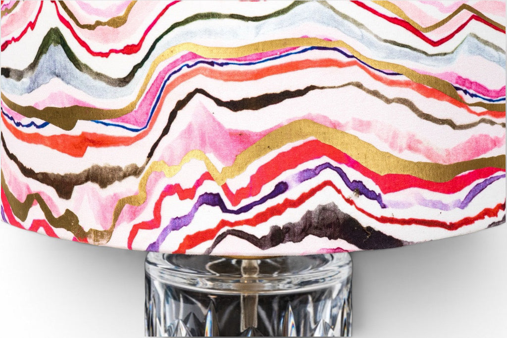 Vintage Waterford Cut Crystal Table Lamp With Custom Agate Drum Shade