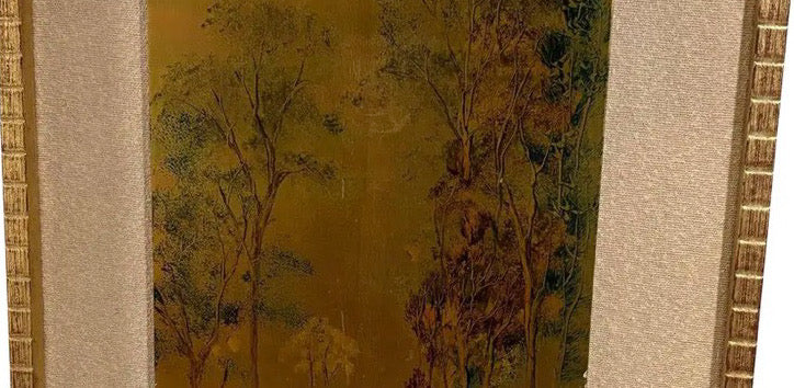 Large Mid-Century Gilded Wood Panel Garden Scene by Loze