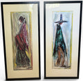 Vintage Framed Ted DeGrazia Mid-Century Southwestern Lithograph Prints Navajo Bride And Groom Pair