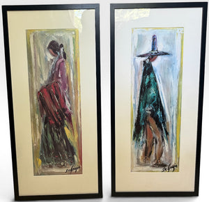Vintage Framed Ted DeGrazia Mid-Century Southwestern Lithograph Prints Navajo Bride And Groom Pair