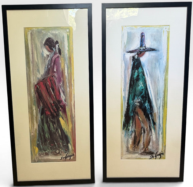 Vintage Framed Ted DeGrazia Mid-Century Southwestern Lithograph Prints Navajo Bride And Groom Pair