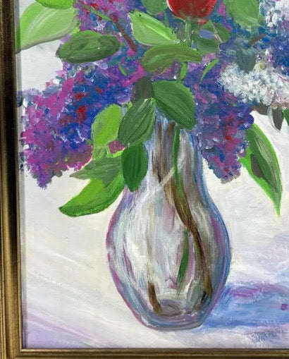 Signed Steve LeBailly Original Textured Oil on Board – "Floral Still Life"
