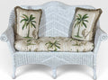 Vintage Palm Beach Regency White Wicker Camelback Settee Loveseat