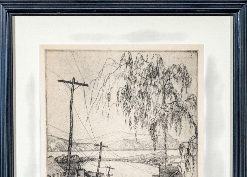 Abbo Ostrowsky Signed Etching Croton On Hudson Circa 1931