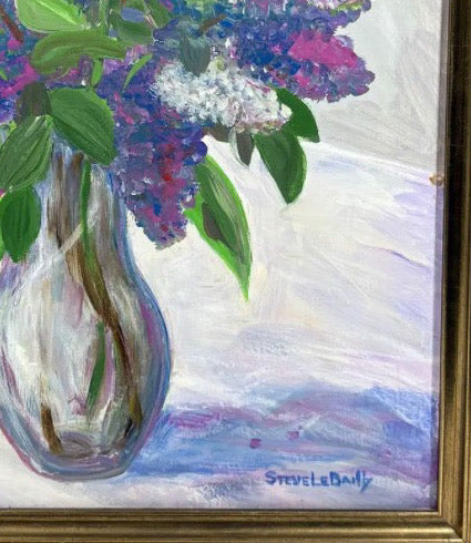 Signed Steve LeBailly Original Textured Oil on Board – "Floral Still Life"