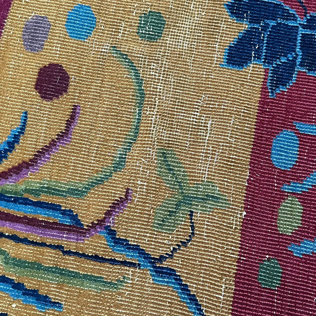 Antique 1920s Chinese Art Deco Pictorial Room Size Rug With Dragon Boat and Pagoda Motif