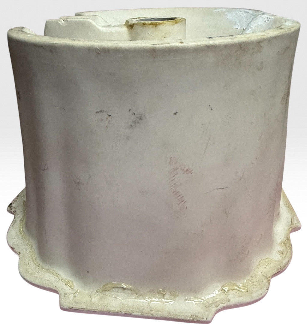 Vintage Sherle Wagner Scalloped White Porcelain Drop-In Sink Basin Fluted Hollywood Regency
