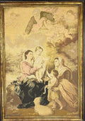 Large Vintage Woven Tapestry "The Holy Family with a Little Bird" After Murillo