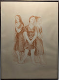 Signed Moses Soyer Original Figurative Lithograph Three Women In Kulicke Frame