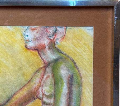 Original Andi Pepper Expressive Nude Figure Study Drawing Vibrant Mid Century Modern Style