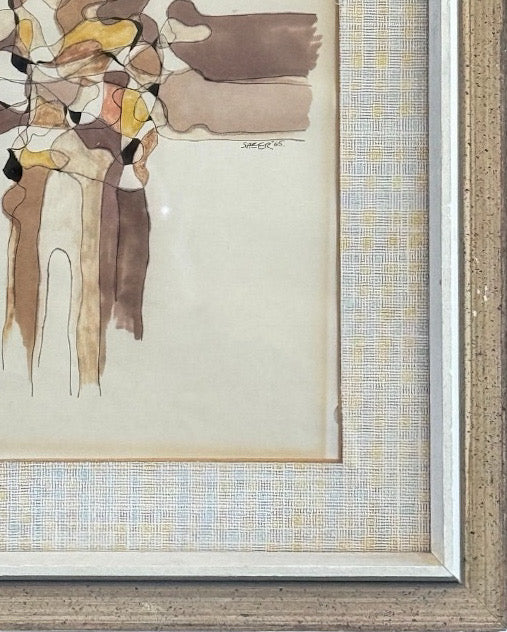 Vintage 1965 Abstract Casein Collage Signed By Sheer