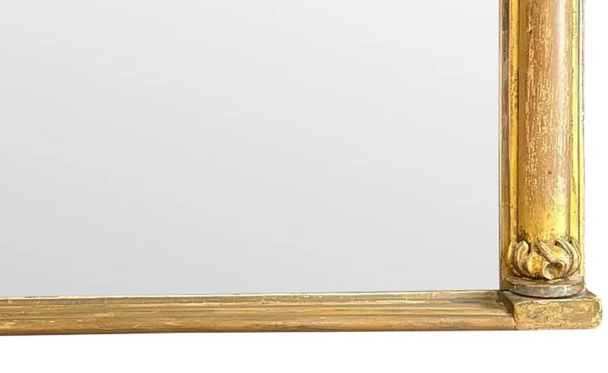 Antique 19th Century French Empire Giltwood Gesso Mantel Mirror with Foxed Glass