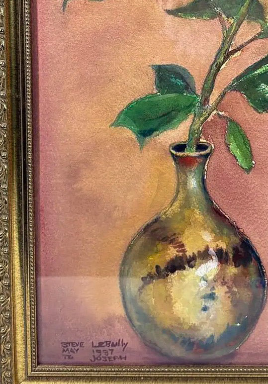 1997 Original Signed Steve LeBailly Botanical Watercolor – "Single Rose"