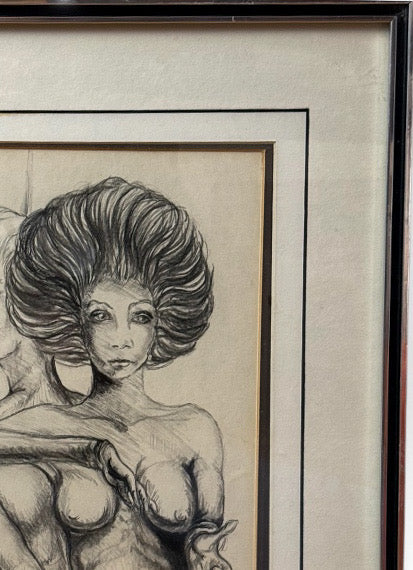 Original Andi Pepper Dual Figure Study Charcoal Drawing Contemporary Nude Fine Art
