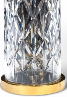 Vintage Waterford Cut Crystal Table Lamp With Custom Agate Drum Shade