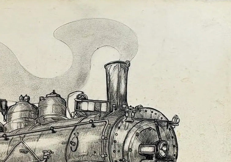 1980 Steve Le Bailly Original Graphite Illustration of Union Pacific #490