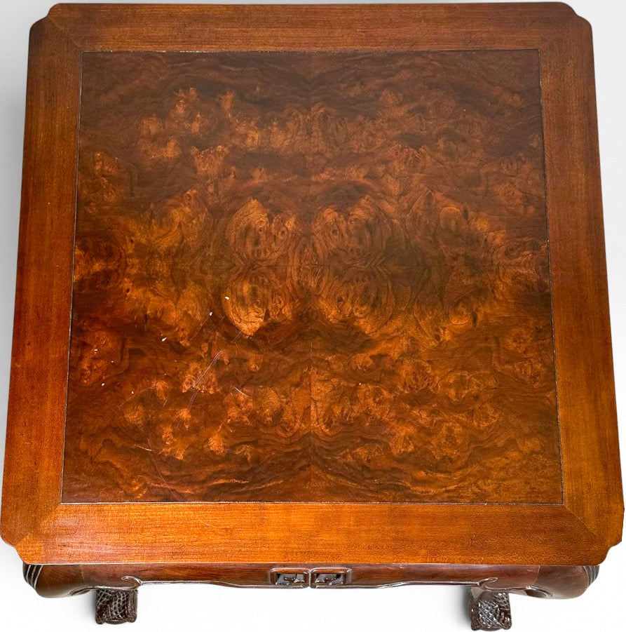 Vintage Drexel Heritage Ming Treasure Burlwood Asian Modern Side Table