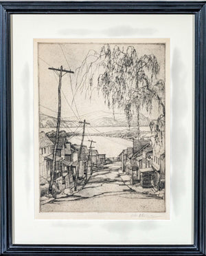 Abbo Ostrowsky Signed Etching Croton On Hudson Circa 1931
