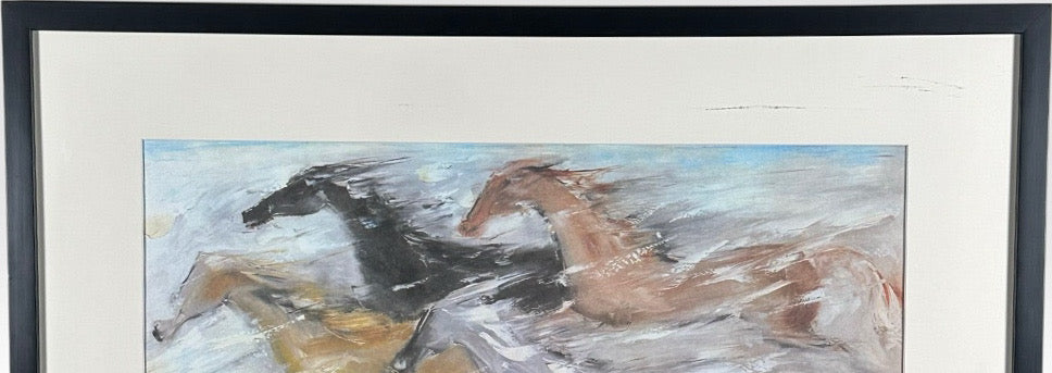 Vintage Ettore Ted DeGrazia Free as the Wind Framed Southwestern Horse Art Print