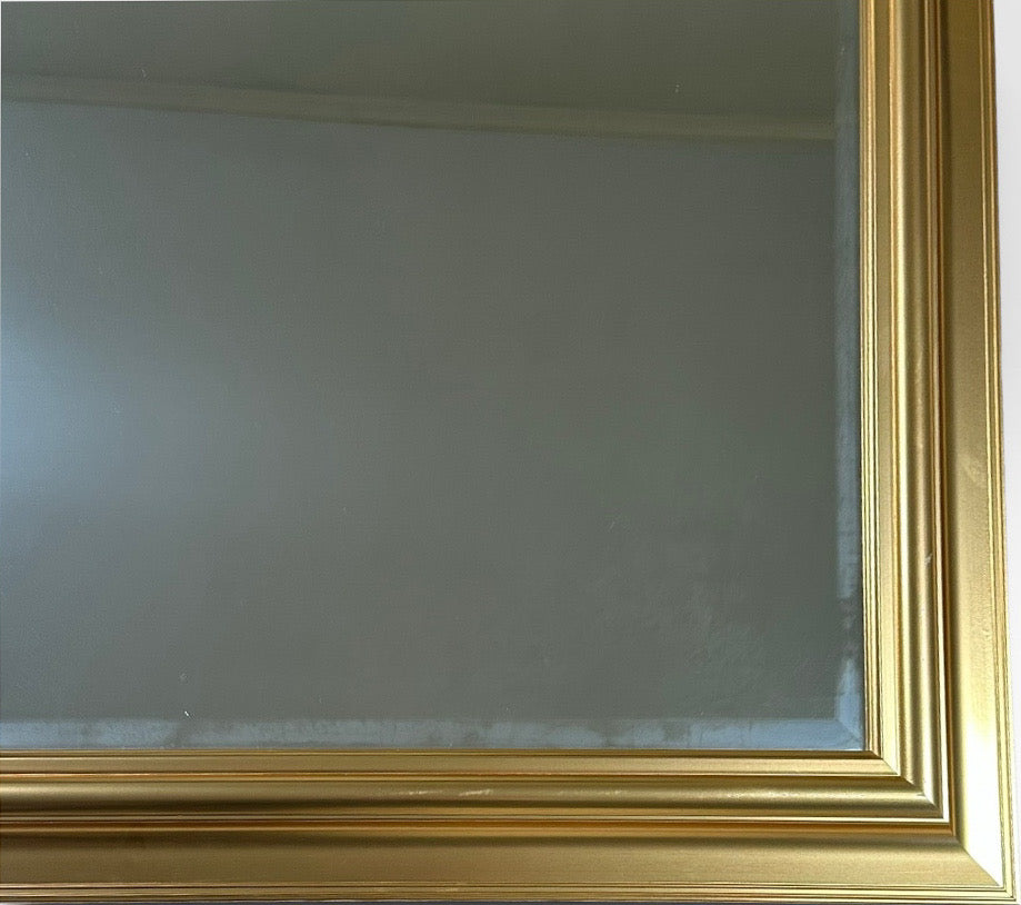 Large Contemporary Traditional Gold Gilt Beveled Glass Rectangular Wall Mirror