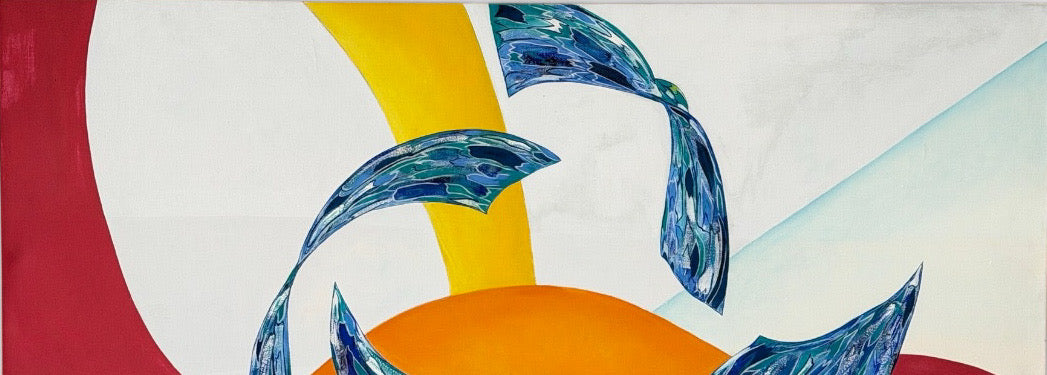 Large Format Mid-century Modern Abstract Oil Painting Progression No 13 by Peabody - 72”