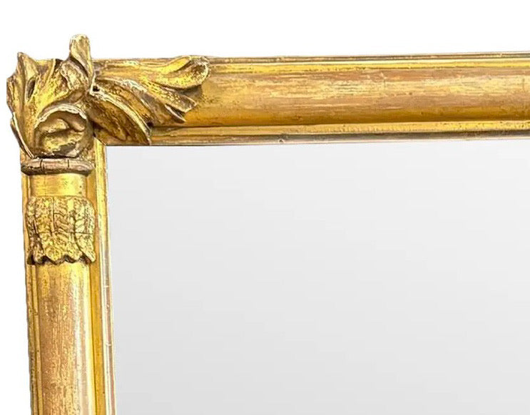Antique 19th Century French Empire Giltwood Gesso Mantel Mirror with Foxed Glass