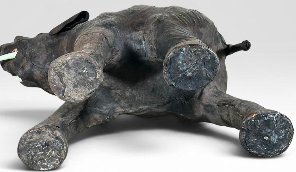 Vintage Mid-Century Leather-Wrapped Elephant Floor Sculpture