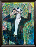 Large Scale Vintage Expressionist Oil on Canvas Singing Man Portrait Painting