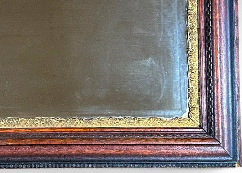 Antique Nineteenth Century Victorian Walnut Overmantel Mirror Gold Gilt Gesso Border