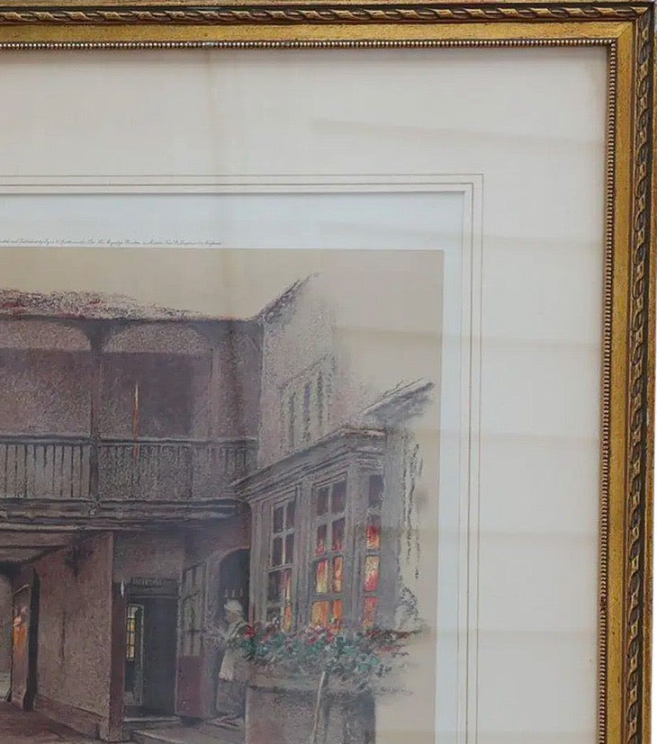 Antique Pencil-Signed Cecil Aldin Lithograph "The Red Lion, Banbury" c. 1923