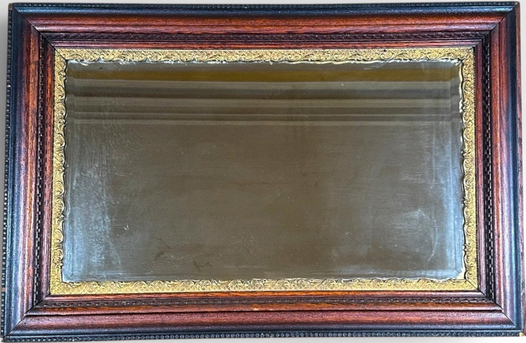 Antique Nineteenth Century Victorian Walnut Overmantel Mirror Gold Gilt Gesso Border