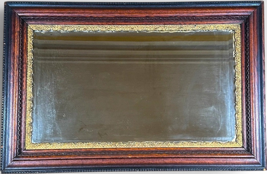 Antique Nineteenth Century Victorian Walnut Overmantel Mirror Gold Gilt Gesso Border