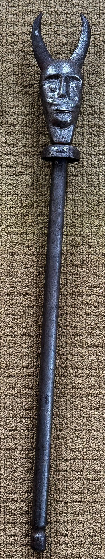 19th Century Persian Qajar Hand-Forged Iron Tabar Axe & Horned Gorz Mace - Set of 2