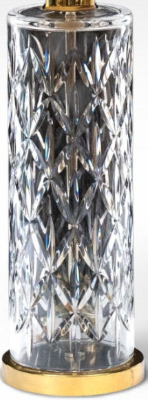 Vintage Waterford Cut Crystal Table Lamp With Custom Agate Drum Shade