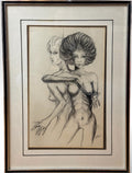 Original Andi Pepper Dual Figure Study Charcoal Drawing Contemporary Nude Fine Art