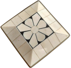 Vintage Handcrafted Bone Inlay and Brass Trim Trinket Box