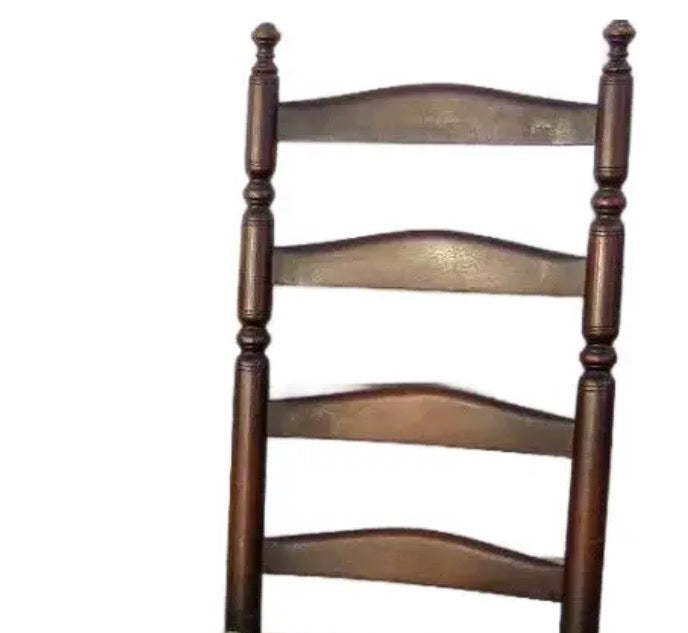 Antique 19th Century American Primitive Four Slat Ladderback Chair - 43”