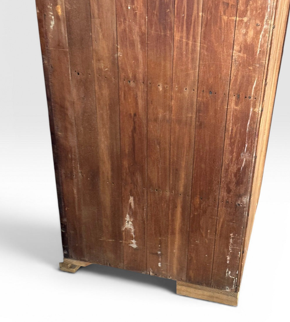 Antique Nineteenth Century American Country Pine Curved Bow Front Corner Cupboard Cabinet